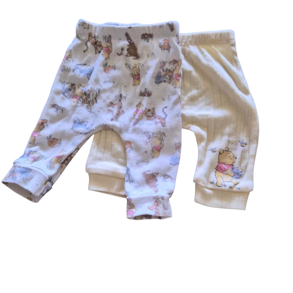 Disney Baby Winnie the Pooh Jogger Pants Set 2pk Cream Ribbed Character Print